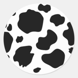 Adesivo Redondo Manchas de Vaca Moo Impressão Preto e Branco Festa