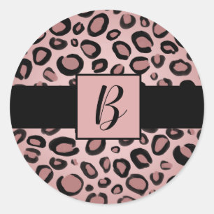 Adesivo Redondo Manchas impressas de Leopardo pintadas a rosa e pr