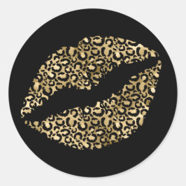 Adesivo Redondo Manchas-leopardo Douradas e pretas Lipstick