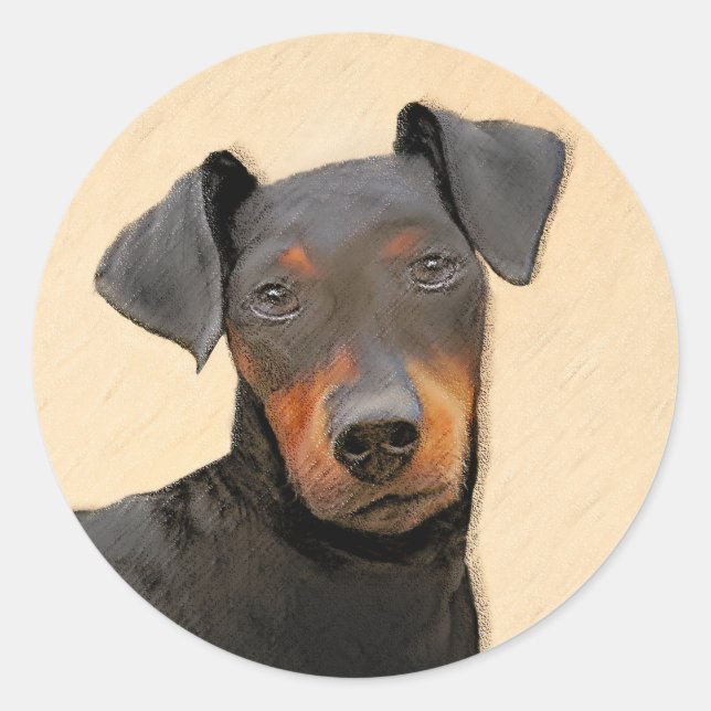 Adesivo Redondo Manchester Terrier Pintura Original (Frente)
