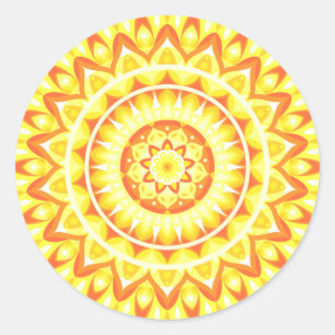 Adesivo Redondo Mandala Amarelo
