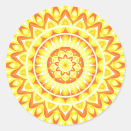 Adesivo Redondo Mandalá Amarelo Decal Boho Sol Brilhante Alegre
