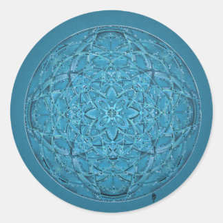 Adesivo Redondo Mandala azul desenhada à mão