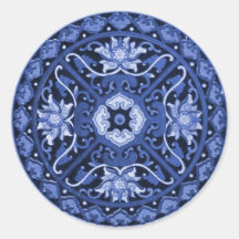 Mandala Azul e Branco Chinês Antiquado