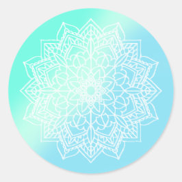 Adesivo Redondo Mandala Azul e Turquesa