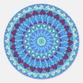Adesivo Redondo Mandala Azul Estética Boho Sonhos da Meia-Noite