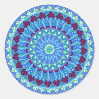 Adesivo Redondo Mandala Azul Estética Boho Sonhos da Meia-Noite