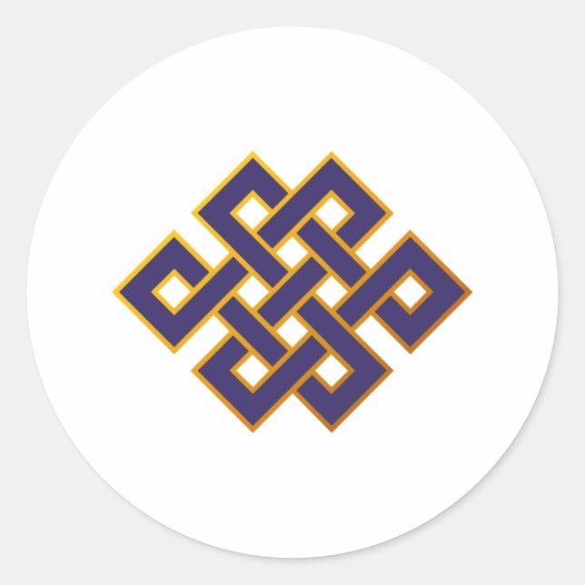 Adesivo Redondo Mandala Blue Karma Buddhism Eternal Knot (Frente)