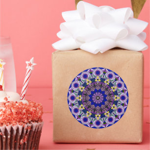 Adesivo Redondo Mandala Blueberry 12 Petals Blue Violet