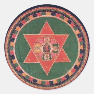 Adesivo Redondo Mandala budista tibetana de Vajravarahi Vajrayogin