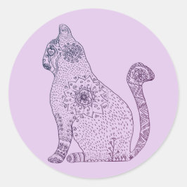 Adesivo Redondo Mandala Cat Classic Round Sticker, brilhante