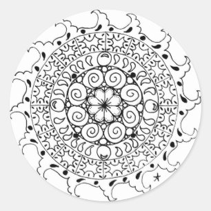 Adesivo Redondo Mandala das ondas do oceano