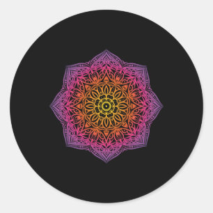 Adesivo Redondo Mandala de Arco-íris Yoga Prana Om Paz