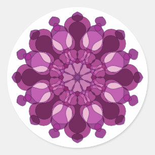 Adesivo Redondo Mandala de Flor Roxa Real