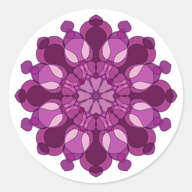 Adesivo Redondo Mandala de Flor Roxa Real (Frente)
