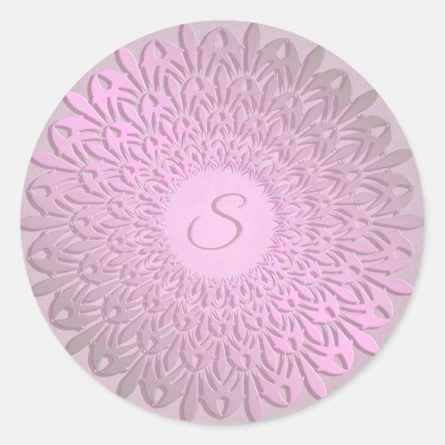 Adesivo Redondo Mandala de gradiente étnico. Monograma. (Frente)