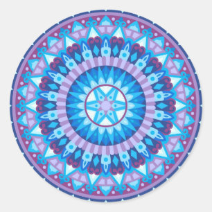 Adesivo Redondo Mandala de Inverno Azul Floco de Neve Decalque Geo