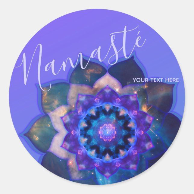 Adesivo Redondo Mandala de Lótus Azul (Frente)