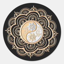 Adesivo Redondo Mandala de Ouro & Prata
