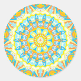 Adesivo Redondo Mandala de Verão Amarelo Laranja Estético Boho