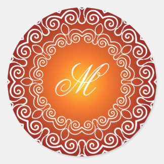 Adesivo Redondo Mandala Decorativa do Monograma Personalizado