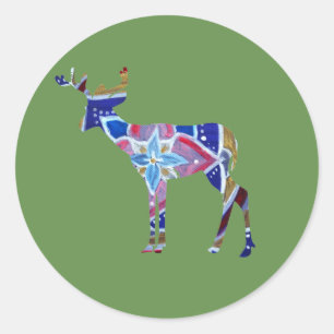 Adesivo Redondo Mandala deer Classic Round Sticker, brilhante
