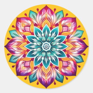 Adesivo Redondo Mandala / Desenho de Flor