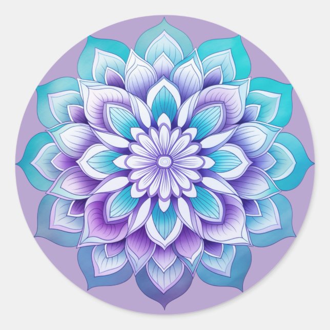 Adesivo Redondo Mandala / Desenho de Flor  (Frente)