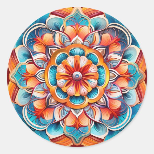Adesivo Redondo Mandala / Design de Flor  (Frente)