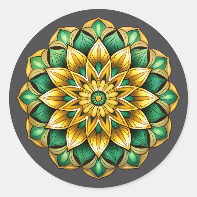 Adesivo Redondo Mandala / Design de Flor  (Frente)