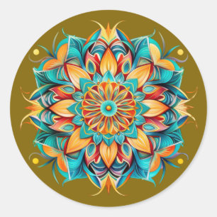 Adesivo Redondo Mandala / Design de Flor