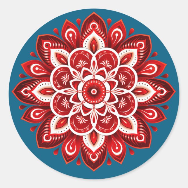 Adesivo Redondo Mandala / Design de Flor  (Frente)