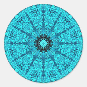 Adesivo Redondo Mandala detalhada azul