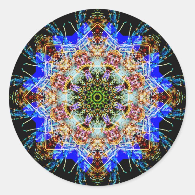 Adesivo Redondo Mandala detalhada colorida (Frente)