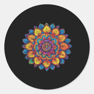 Adesivo Redondo Mandala do Arco-íris Geometria Espiritual