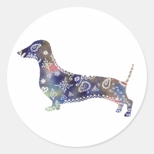 Adesivo Redondo Mandala Dog, Dachshund Classic Round Sticker