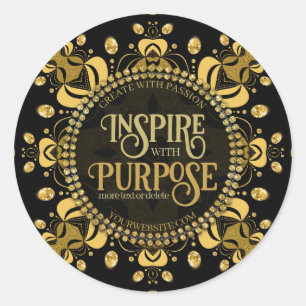 Adesivo Redondo Mandala Dourada de Geometria Gem Amarela