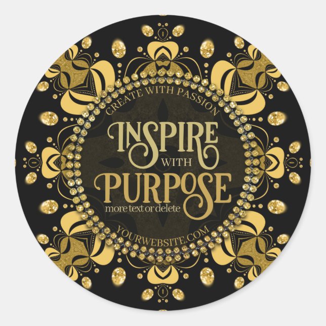 Adesivo Redondo Mandala Dourada de Geometria Gem Amarela (Frente)