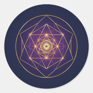 Adesivo Redondo Mandala Dourado Celestial — Equilíbrio no Infinito