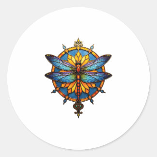 Adesivo Redondo Mandala Dragonfly Luminous Sacred Geometry Spiritu