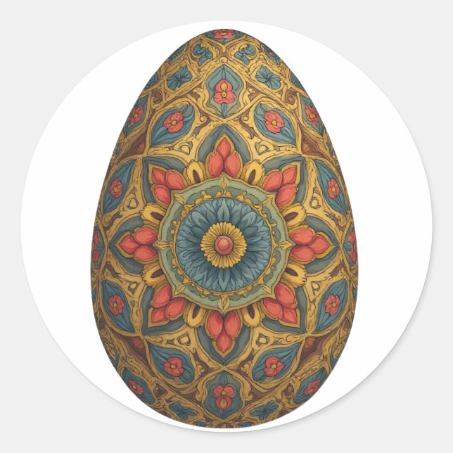 Adesivo Redondo Mandala Egg - Intrate Boho Floral Design (Frente)