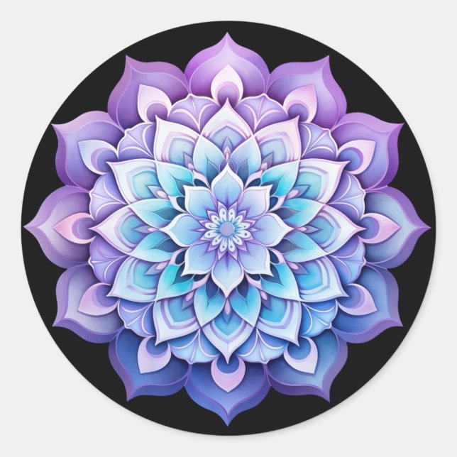 Adesivo Redondo Mandala Flor / Desenho de Arco-íris (Frente)
