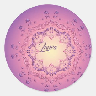 Adesivo Redondo Mandala floral étnica. Coroa Floral