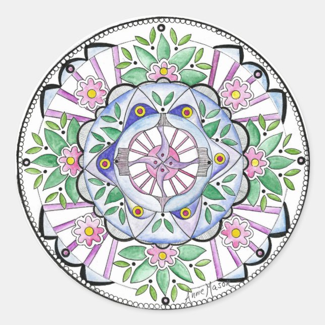 Adesivo Redondo Mandala Floribunda (Frente)