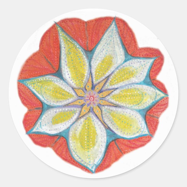 Adesivo Redondo Mandala Flower Classker Round Sticker, Glossy (Frente)
