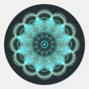 Adesivo Redondo Mandala fractal de estrela brilhante