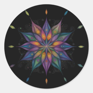 Adesivo Redondo Mandala Galáctico - Boho Boêmico Geométrico Sagrad