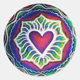 Adesivo Redondo Mandala Heart Sticker