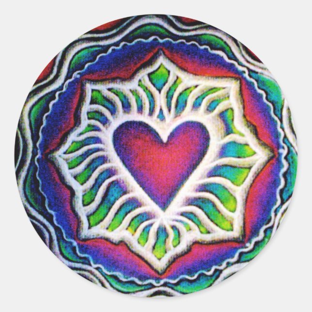 Adesivo Redondo Mandala Heart Sticker (Frente)