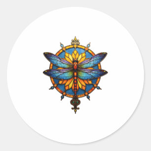 Adesivo Redondo Mandala Libélula Luminosa Geometria Sagrada Espiri